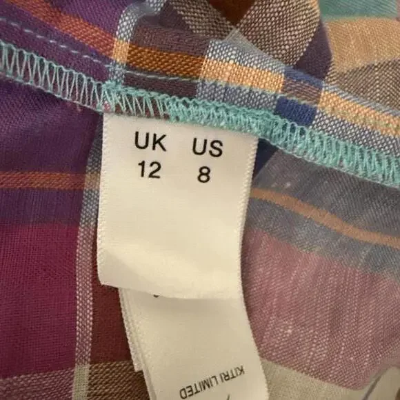 Women’s KITRI Lupeta Plaid Button Down Skirt Size 8 - Picture 6 of 8